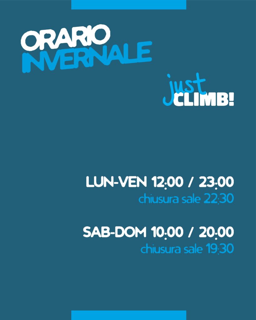 Orario apertura invernale Just Climb!